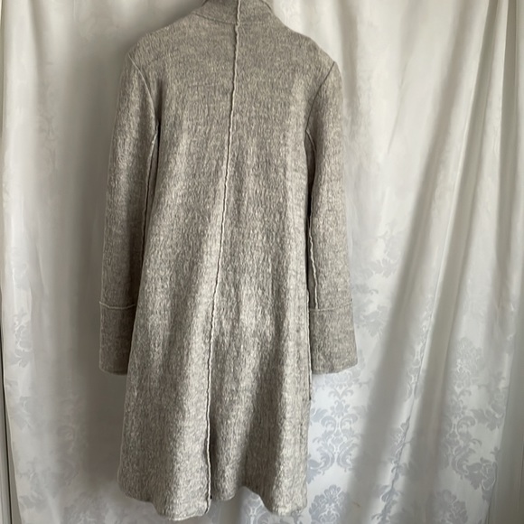 Zara lapel coat large patch pockets 100% wool felt grey knee length Sz M - Picture 4 of 12